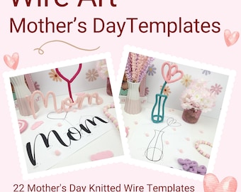 20+ Mother's Day Knitted Wire Patterns. Printable Templates for Knitted Wire. Tricotin Art. Instant Digital Download.