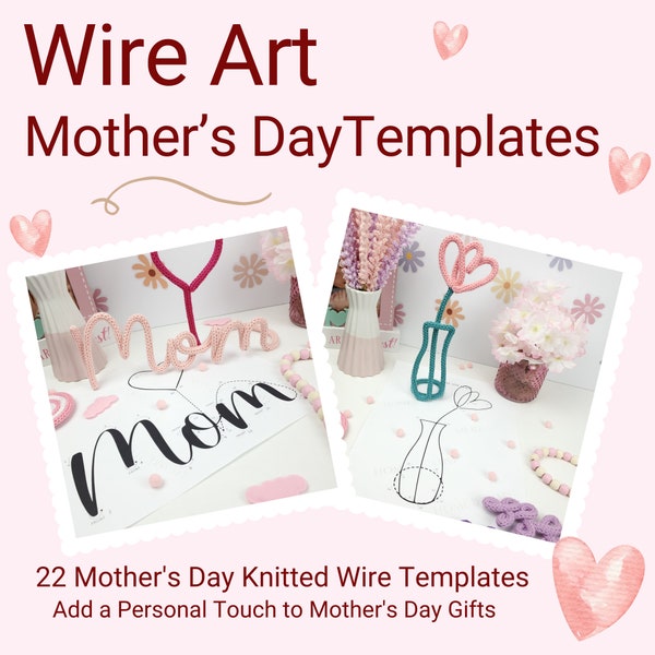 20+ Mother's Day Knitted Wire Patterns. Printable Templates for Knitted Wire. Tricotin Art. Instant Digital Download.