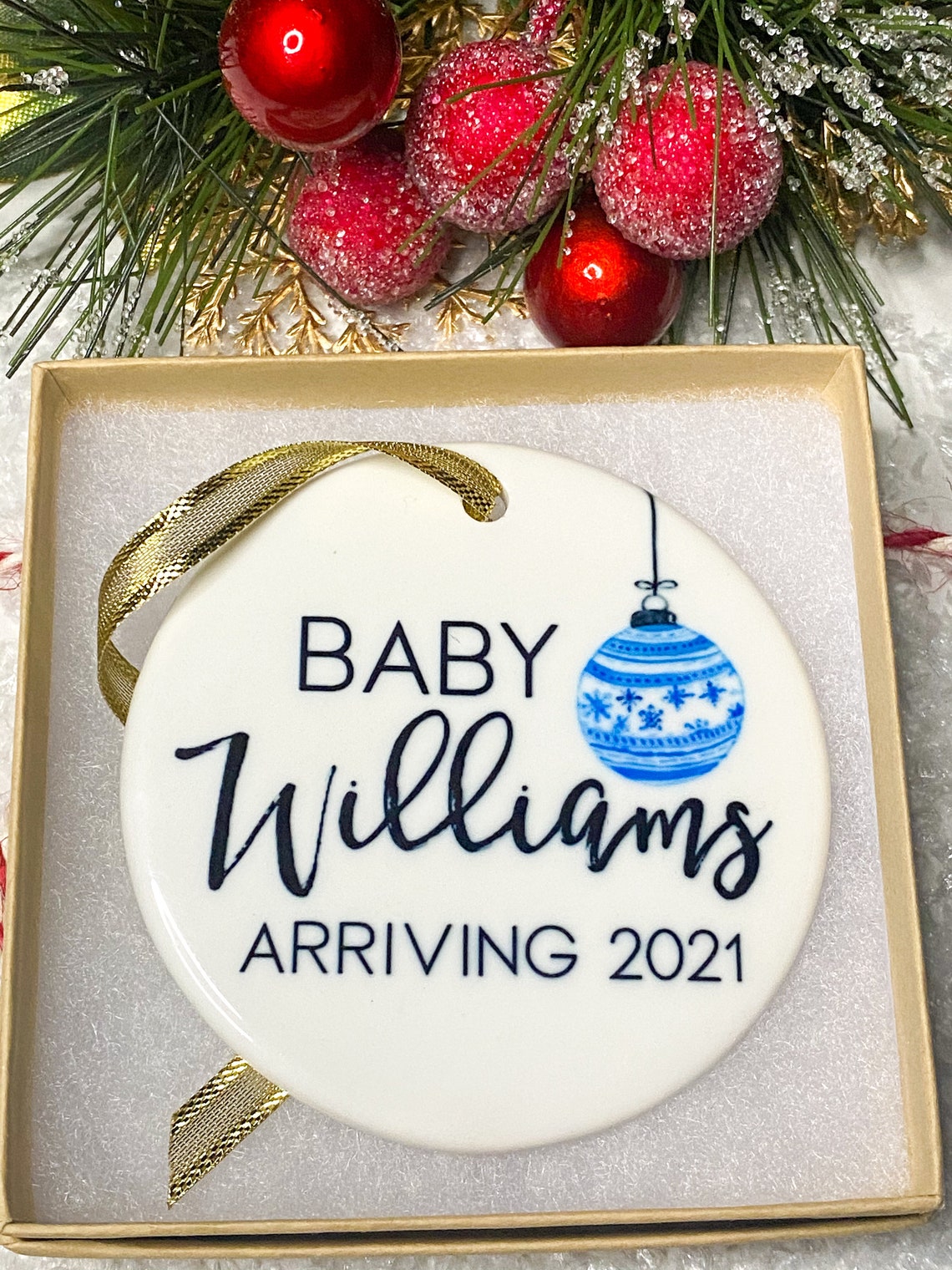 Baby Announcement Christmas Ornament 