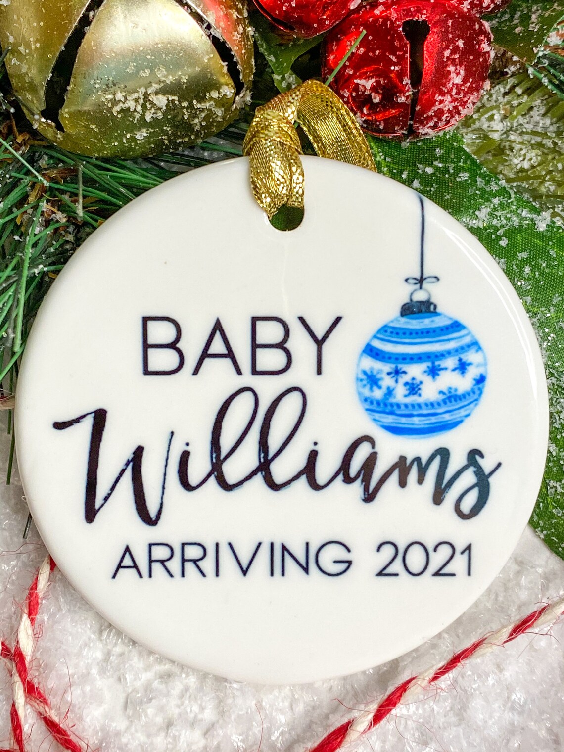 Christmas Ornament Baby Announcement 
