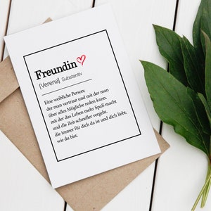 Freundin Definition, Postkarte, Geschenk, Wanddeko, Büro, Liebe, Freunde