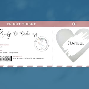 Bordkarte (Personalisiert), Boarding Pass, Reisegutschein, Flugticket, Rubbelkarte, Geschenk, Weihnachten, Valentinstag, Geburtstag