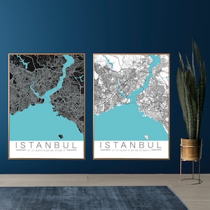Istanbul Stadtplan mit Koordinaten,Personalisiert, Poster, Postkarte, Heimatstadt, Stadtposter, Map, Karte, Geschenk, Kunstdruck, Türkei