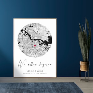 Personalisiertes Poster, Wo alles begann, Hochzeit, Geschenk, Map mit Namen