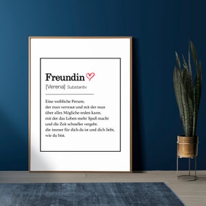 Freundin Definition, Poster, Postkarte , Flur, Geschenk, Wanddeko, Büro, Liebe, Freunde