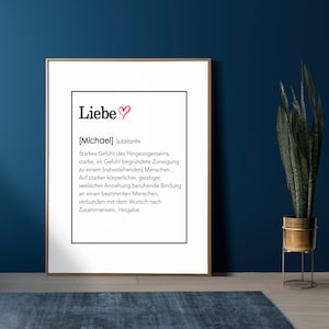 Liebe Definition, Poster, Postkarte , Flur, Geschenk, Wanddeko, Büro, Freunde