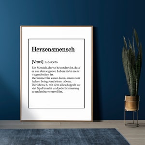 Herzensmensch Definition, Poster, Postkarte , Flur, Geschenk, Wanddeko, Büro, Liebe, Freunde