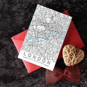 London Stadtplan mit Koordinaten,Personalisiert, Poster, Postkarte, Heimatstadt, Stadtposter, Map, Karte, Geschenk | Kunstdruck