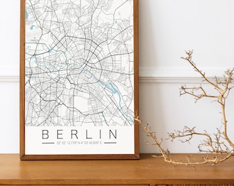 Stadtplan mit Koordinaten,Personalisiert, Landkarte, Poster, Heimatstadt, Stadtposter, Map, Karte, Geschenk | Kunstdruck