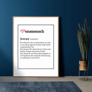 Herzensmensch Definition, Poster, Postkarte , Flur, Geschenk, Wanddeko, Büro, Liebe, Freunde