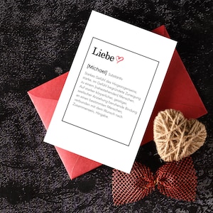 Liebe Definition, Poster, Postkarte , Flur, Geschenk, Wanddeko, Büro, Freunde