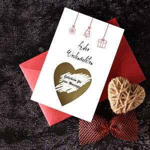 Weihnachtspostkarte, "Frohe Weihnachten", Weihnachten, Geschenk, Familie, Grußkarte, Geschenkkarte, Rubbelkarte