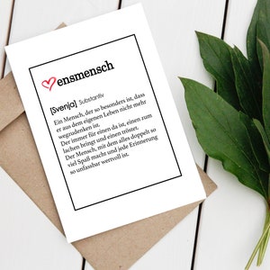 Herzensmensch Definition, Postkarte , Flur, Geschenk, Wanddeko, Büro, Liebe, Freunde