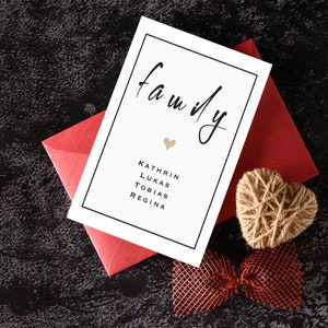Familie Postkarte, Family, Poster, Geschenk, Vatertag, Muttertag, Hochzeit, Weihnachtsgeschenk, Valentinstag