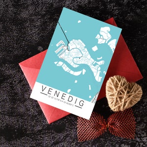 Venedig Stadtplan mit Koordinaten,Personalisiert, Poster, Postkarte, Heimatstadt, Stadtposter, Map, Karte, Geschenk | Kunstdruck