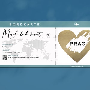 Bordkarte (Personalisiert), Boarding Pass, Reisegutschein, Flugticket, Rubbelkarte, Geschenk, Weihnachten, Valentinstag, Geburtstag