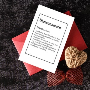 Herzensmensch Definition, Postkarte , Poster, Flur, Geschenk, Wanddeko, Büro, Liebe, Freunde