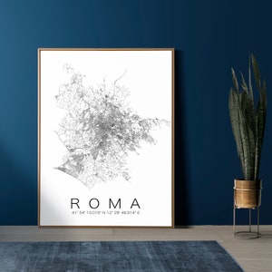 Rom Stadtplan mit Koordinaten,Personalisiert, Poster, Postkarte, Heimatstadt, Stadtposter, Map, Karte, Geschenk, Kunstdruck, Italien