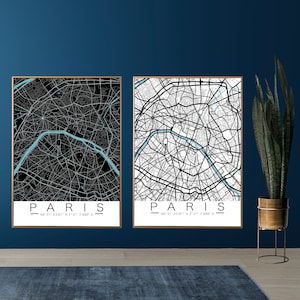 Paris Stadtplan mit Koordinaten,Personalisiert, Poster, Postkarte, Heimatstadt, Stadtposter, Map, Karte, Geschenk | Kunstdruck