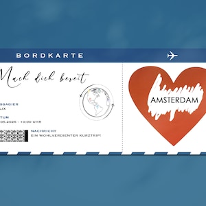 Bordkarte (Personalisiert), Boarding Pass, Reisegutschein, Flugticket, Rubbelkarte, Geschenk, Weihnachten, Valentinstag, Geburtstag
