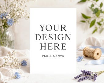 Invitation Mockup, 5x7 Card Mockup, Canva Template, Invitation Card Mockup, PSD Mockup, Baby Shower Mockup, Birthday Mockup, Thank You Card