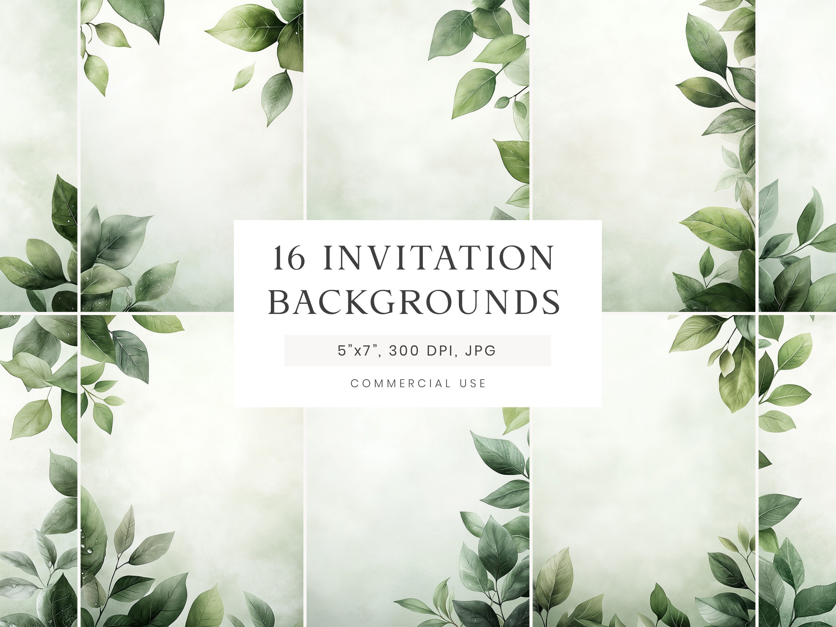 Foliage Invitation Backgrounds, Floral Watercolor Texture, Wedding ...