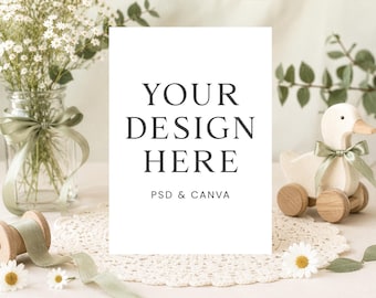 Invitation Mockup, 5x7 Card Mockup, Canva Template, Invitation Card Mockup, PSD Mockup, Baby Shower Mockup, Birthday Mockup, Thank You Card