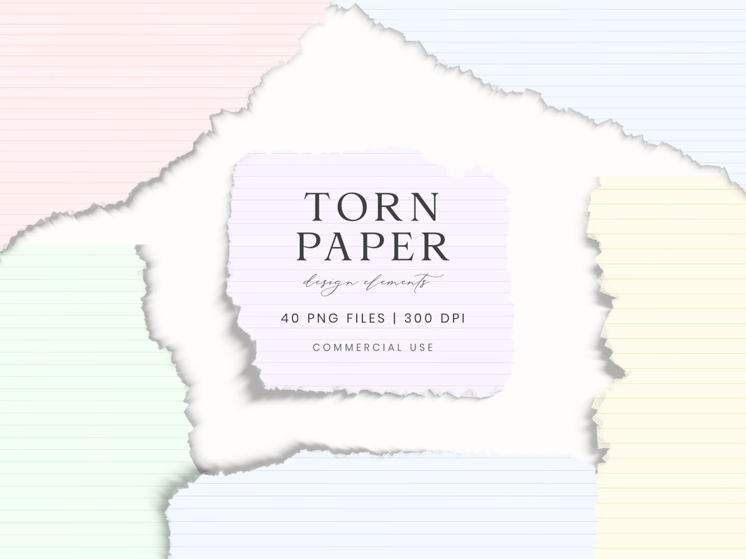 Pastel Torn Paper for Scrapbooking, Pieces of Lined Torn Paper ...