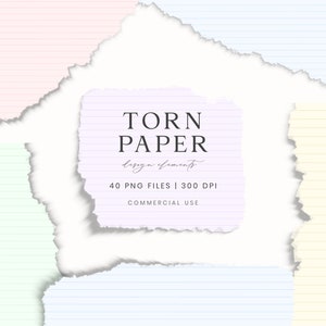 Carta strappata pastello per scrapbooking, pezzi di carta strappata foderata, clipart di album, carta strappata, clipart di carta strappata, carta con ombra