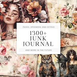 All Junk Journal Bundle, Floral Junk Journal Kit, Vintage Ephemera, Aquarell Journal Seiten, Gothic Digital Papier, Herbst Junk Journal Seite
