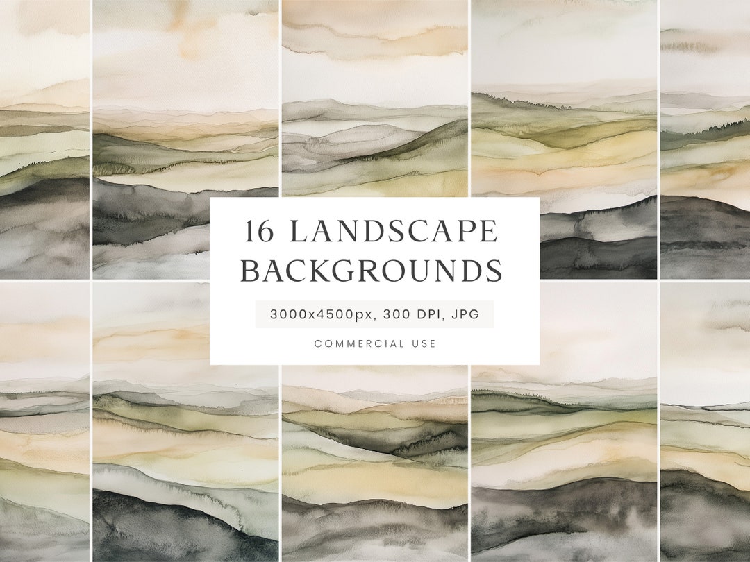 Basic Landscape Texture Green Landscape Digital Paper, Neutral Landscape Textures, Minimalist ...