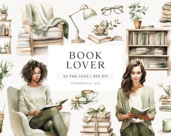 Amoureux des livres, clipart, clipart aquarelle rat de bibliothèque, illustrations aquarelle, clipart livres verts, tulipes, lot amateur de livres, PNG Transparent