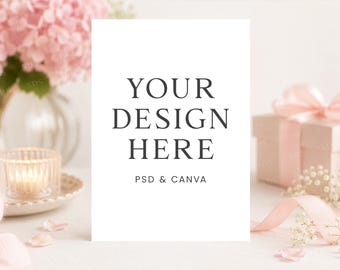 Invitation Mockup, 5x7 Card Mockup, Canva Template, Invitation Card Mockup, PSD Mockup, Baby Shower Mockup, Birthday Mockup, Thank You Card