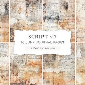 Script Junk Journal Pages, Writing Junk Journal, Text Journal Pages, Scrapbook Paper, Vintage Ephemera, Paper Craft, Old Digital Paper