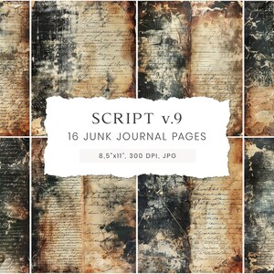 Script Junk Journal Pages, Writing Junk Journal, Text Journal Pages, Scrapbook Paper, Vintage Ephemera, Paper Craft, Old Digital Paper