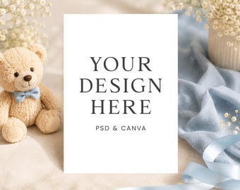 Invitation Mockup, 5x7 Card Mockup, Canva Template, Invitation Card Mockup, PSD Mockup, Baby Shower Mockup, Birthday Mockup, Thank You Card