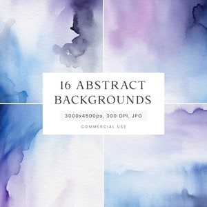 Abstract Watercolor Textures, Blue Watercolor Backgrounds, Purple Digital Paper, Abstract Painting, Digital Wallpaper, Digital Download