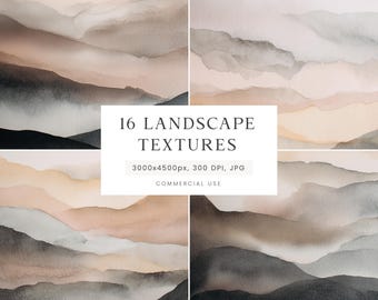 Neutral Landscape Textures, Autumn Moody Textures, Landscape Backgrounds, Fall Neutral Textures, Autumn Watercolor Digital Paper