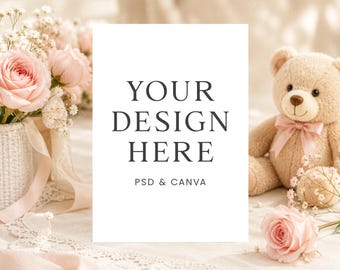 Invitation Mockup, 5x7 Card Mockup, Canva Template, Invitation Card Mockup, PSD Mockup, Baby Shower Mockup, Birthday Mockup, Thank You Card