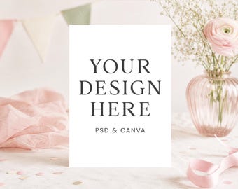 Invitation Mockup, 5x7 Card Mockup, Canva Template, Invitation Card Mockup, PSD Mockup, Baby Shower Mockup, Birthday Mockup, Thank You Card