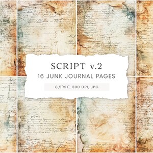 Script Junk Journal Pages, Writing Junk Journal, Blank Journal Pages, Scrapbook Paper, Vintage Ephemera, Paper Craft, Old Digital Paper