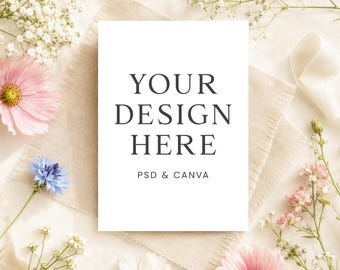 Invitation Mockup, 5x7 Card Mockup, Canva Template, Invitation Card Mockup, PSD Mockup, Baby Shower Mockup, Birthday Mockup, Thank You Card