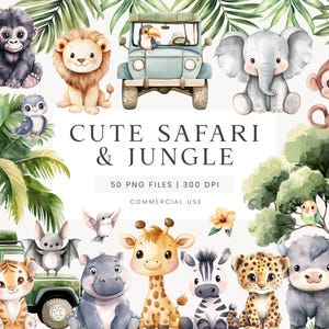 Animais fofos de safári clipart, animais da selva clipart, animal bebê fofo png, aniversário selvagem, arte de berçário, clipart de aniversário, clipart de chá de bebê