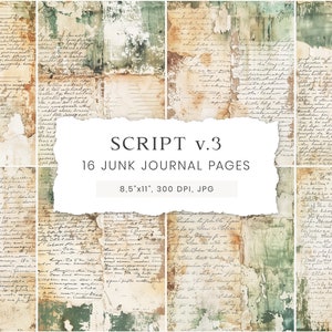 Script Junk Journal Pages, Writing Junk Journal, Blank Journal Pages, Scrapbook Paper, Vintage Ephemera, Paper Craft, Old Digital Paper