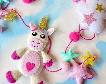 Unicorn Garland / Unicorn Plushie / Unicorn Decor / Unicorn Party Decor / Unicorn Bedroom / Unicorn / Pink garland