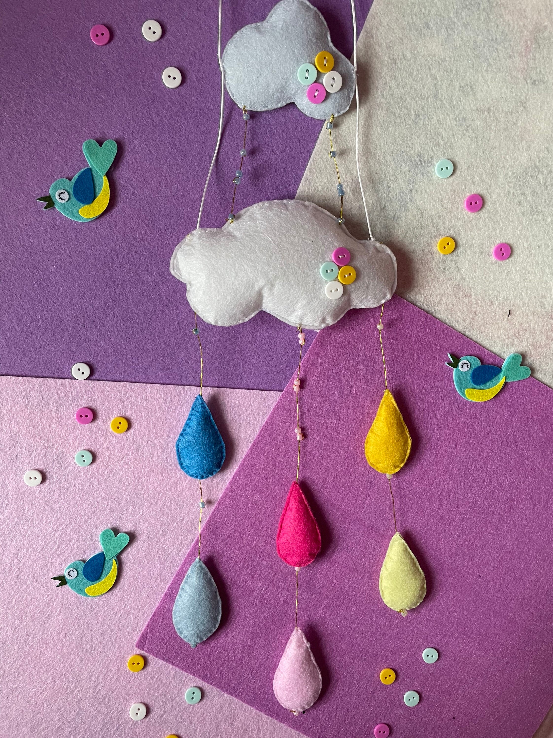 3 Kids Wall Hanging / Kids Mobile / Nursery Decor / Rainbow Wall