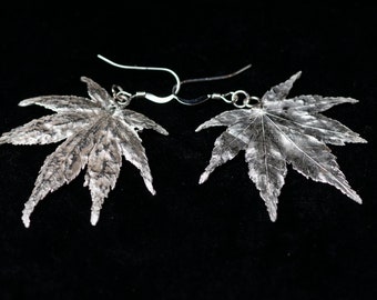 Fine Silver Maple Leaf Dangle earrings