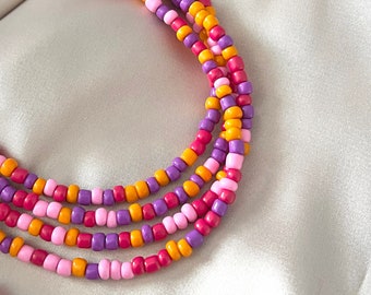 Collier de perles inspiré du coucher du soleil, bijoux en perles de graines, bijoux en perles, esthétique, Pinterest Girl, It Girl, Outfit Inspo, collier de perles