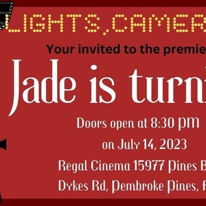instant editable movie invitation