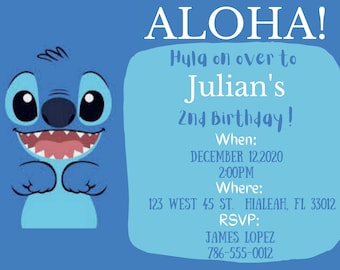 INSTANT EDITABLE DOWNLOAD Stitch birthday invite